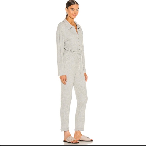 Lovers and Friends Cozy Knit Jumpsuit XS Rib Knit Button Front Tie Waist… - Picture 2 of 9